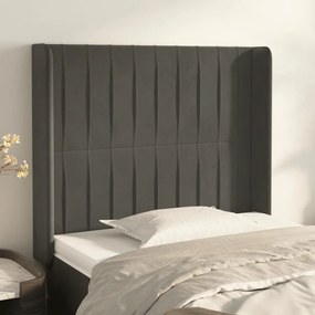 Testiera Ad Orecchio Grigio Scuro 83x16x118/128 Cm İn Velluto /