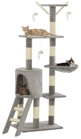 Albero per Gatti con Tiragraffi in Sisal 138 cm Grigio