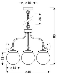 Lampadario a sospensione con catena BALLET 3xE27/40W/230V cromo opaco