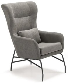 Poltrona in tessuto con gambe in metallo FRY GRIGIO CHIARO