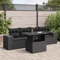 Set Divani da Giardino 5 pz con Cuscini in Polyrattan Nero 3326716