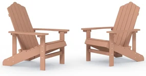 Sedie da giardino adirondack 2 pz in hdpe marrone