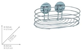 WENKO 18775100 - Mensola TURBO-LOC rotonda in acciaio 23,5 x 13,5 cm, cromo lucido