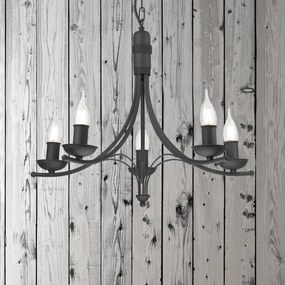 Lamkur Lampadario Kandela, 5 luci, nero