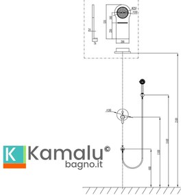 Kamalu - set doccia a incasso con cascata, doccetta miscelatore e rubinetto | kam-arte cascata