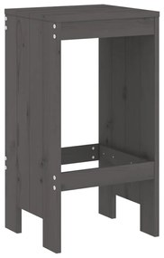 Set bar da giardino 3 pz grigio in legno massello di pino