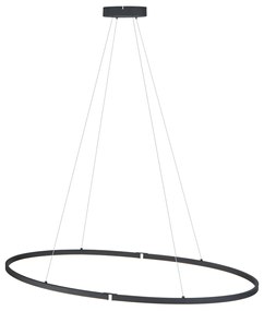 Lampada a sospensione di design nera ovale 120 cm con LED dimmerabile a 3 livelli - Ovallo