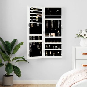 Armadio Portagioie Con Specchio A Muro Bianco 37,5x10x106 Cm /