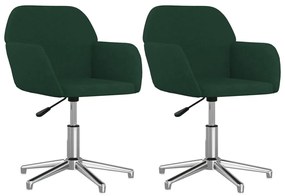 Sedie da pranzo girevoli 2 pz verde scuro in tessuto
