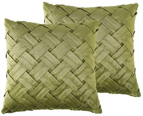 Set di 2 cuscini velluto verde oliva 43 x 43 cm NARCISSUS Beliani
