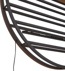 Lampada da parete moderna nera con legno rotondo e LED integrato - Wine Rack