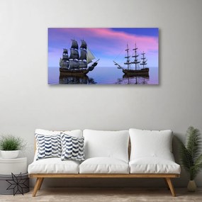 Stampa quadro su tela Paesaggio del mare di barche 100x50 cm