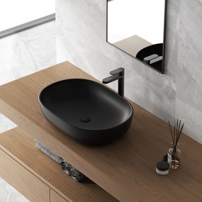 Lavabo D'Appoggio 60x41 Cm "Shelf" Nero Opaco