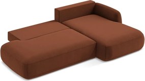 Divano angolare color terracotta allungabile (con penisola a destra/con chaise lounge) Hale – Makamii