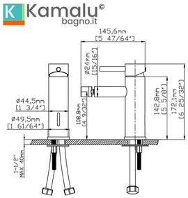 Kamalu - miscelatore bidet lucido in acciaio inox | kam-arte