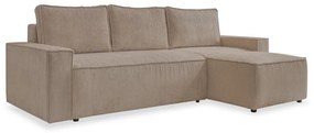 Divano letto angolare in velluto a coste beige Brave Dave - Miuform