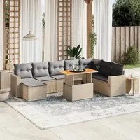 Set Divano da Giardino 9 pz con Cuscini Beige in Polyrattan 3271451