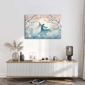 Quadro su tela – Ballerina sotto il ciliegio in luna piena