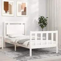 Giroletto con Testiera Bianco Small Single Legno Massello 3192127