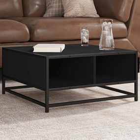 Tavolino Da Salotto Nero 60,5x60,5x30cm Truciolato E Metallo /