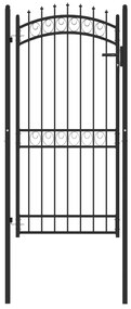 Cancello Per Recinzione Con Punte İn Acciaio 100x200 Cm Nero /