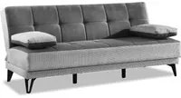 Divano letto Dfortin, Divano letto a 3 posti con piedini in metallo nero , Sof da soggiorno in tessuto imbottito con apertura click-clack, 190x87h97 cm, Grigio