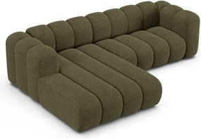 Divano angolare verde (con penisola a sinistra/con chaise lounge) con rivestimento in ciniglia Lupine – Micadoni