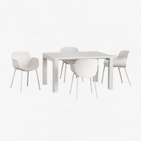 Set tavolo rettangolare Arnadine (140x100 cm) e 4 sedie da pranzo - Sklum