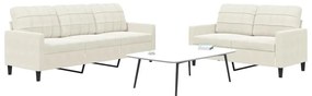 Set Di Divani 2 Pz Con Cuscini Crema İn Velluto /