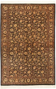 Ghom Tappeto 130 x 200 Nero (Iran) Annodato A Mano