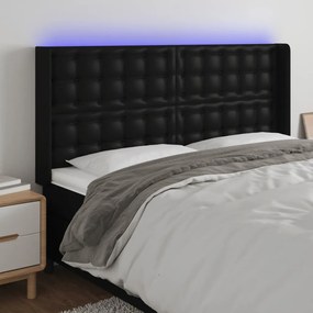 Testiera A Led Nera 147x16x118/128 Cm İn Similpelle /