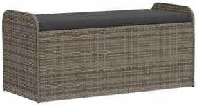 Cassapanca con Cuscino Grigia 115x51x52 cm in Polyrattan