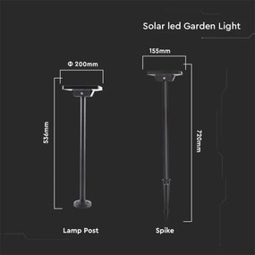 Lampada solare LED da esterno LED/2W/3,7V IP65 3000/4000/6500K 2600 mAh
