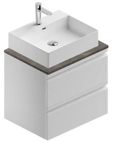 Mobile da bagno sotto lavabo Pull bianco laccato opaco L 60 x H 56 x P 46 cm 2 cassetti, lavabo non incluso