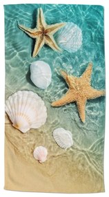Telo mare blu/beige in velluto 100x180 cm Beachvibe – Good Morning