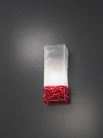 Applique 1 luce  in vetro di Murano -1160/A1- Vetrilamp Cristallo/rosso