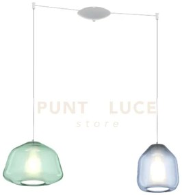 Sospensione bianco 2 luci spostabile vetri alpha ve + beta bl 1176b...