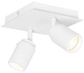 Faretto da bagno moderno bianco quadrato 2 luci IP44 - Ducha