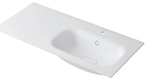 Lavabo integrale rettangolare vasca a destra L 100.5 x H 15 x P 46 cm in resina bianco opaco