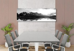 Stampa su tela – Splendido tramonto sulle montagne in bianco e nero