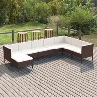 Set Divani da Giardino 8 pz con Cuscini in Polyrattan Marrone cod mxl 38359