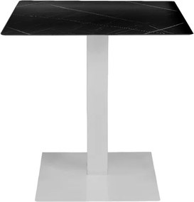 Tavolo pub ristorante bar 70x70 cm Top esterno HPL effetto Marmo NERO gamba bianco H 74