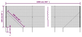 Recinzione Metallica con Picchetti Ancoraggio Antracite 1,6x10m