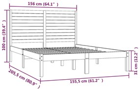 Giroletto Nero in Legno Massello 150x200 cm King Size