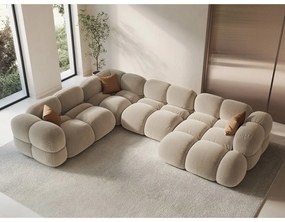 Divano angolare beige (con penisola a sinistra/a U) con rivestimento in velluto Loretto – Cosmopolitan Design