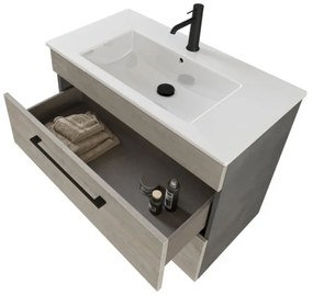 Mobile bagno sospeso 80 cm Smart grigio legno/lava con specchio