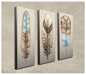 Pittura in 3 parti su tela Piume - Wallity