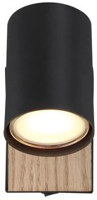 Globo 57911-1BW - Faretto da parete ROBBY 1xGU10/35W/230V nero/marrone