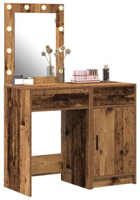 Set di toeletta a 2 pezzi  con led in finitura in legno antico