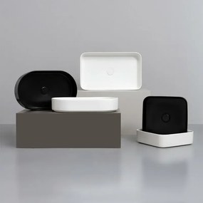 Lavabo da appoggio ovale 60 in ceramica bianco lucido Epsilon